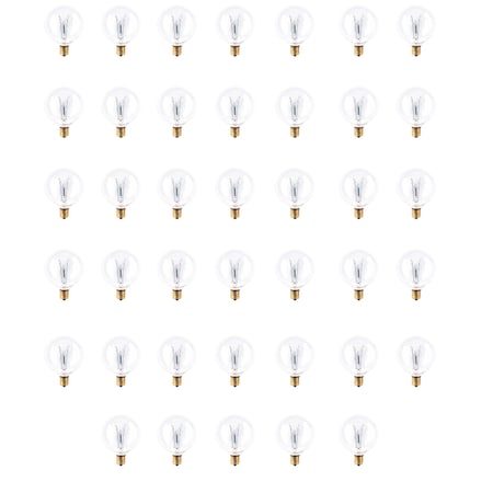 Bulbrite 40W Dimmable Clear G16.5 Incandescent Light Bulbs, Candelabra E12 Base, 2700K, 40PK 861264